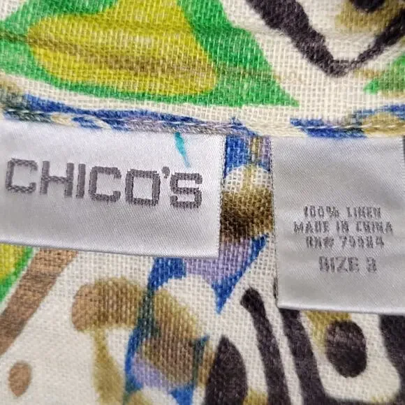 Chico's Vintage Funky Abstract 70s Button Down Shacket  Linen Tunic Plus XL - Picture 6 of 6